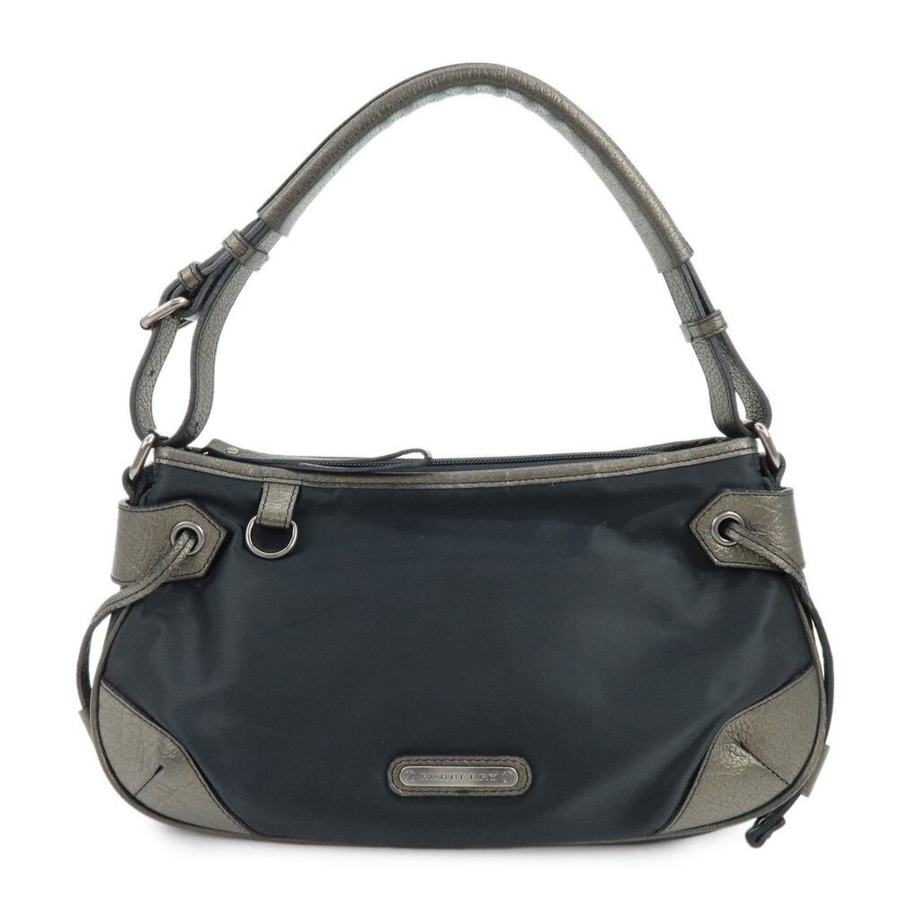 Burberry Nylon Leather Shoulder Bag Black